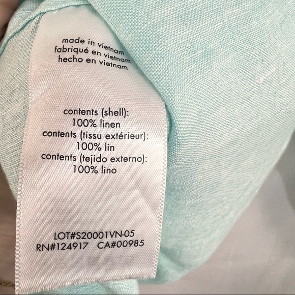 EUC Onia Mens Turquoise Mandarin Collar Linen Button Up Shirt SZ M Casual Preppy - Picture 9 of 11